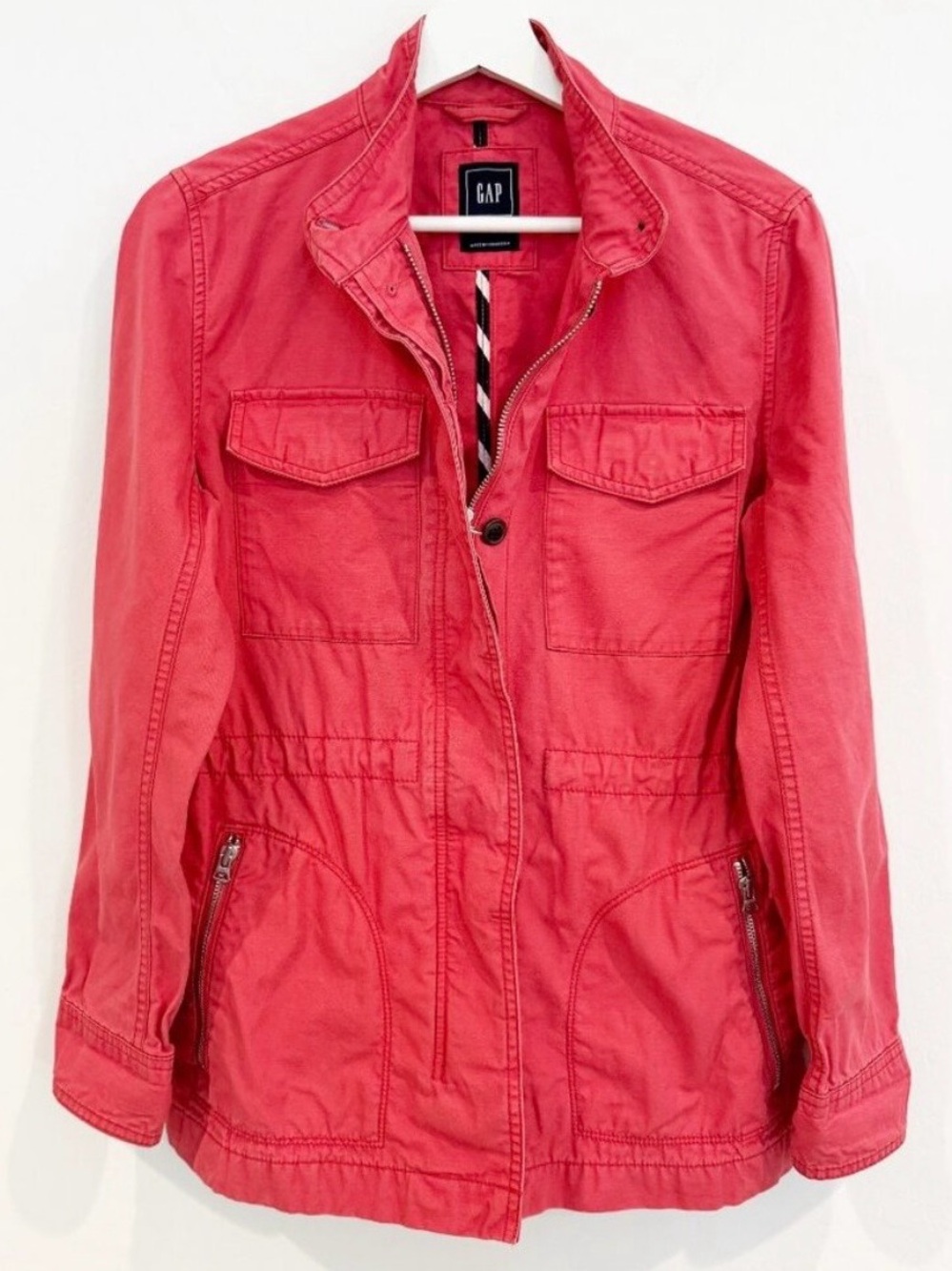 Gap Jacket Size S Pink Twill Cargo Utility Stand Collar Zip Up Chore Gorpcore